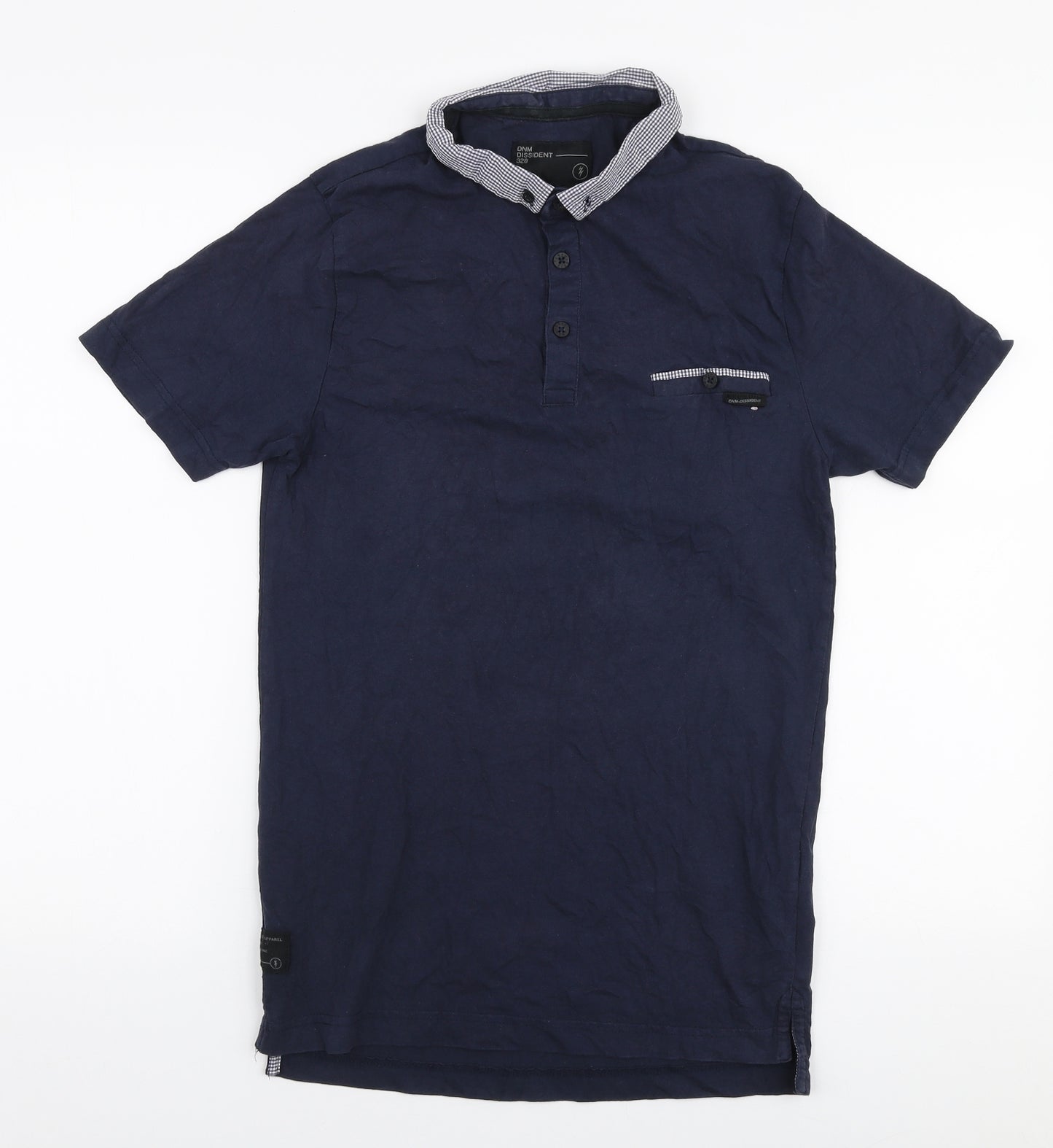 DNM Dissident  Mens Blue  100% Cotton  Polo Size S Collared Button