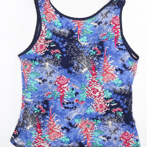 Oasis Womens Multicoloured Floral Cotton Jersey Tank Size L Round Neck