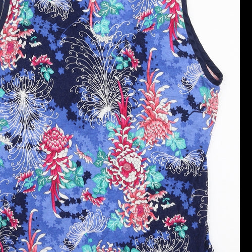 Oasis Womens Multicoloured Floral Cotton Jersey Tank Size L Round Neck