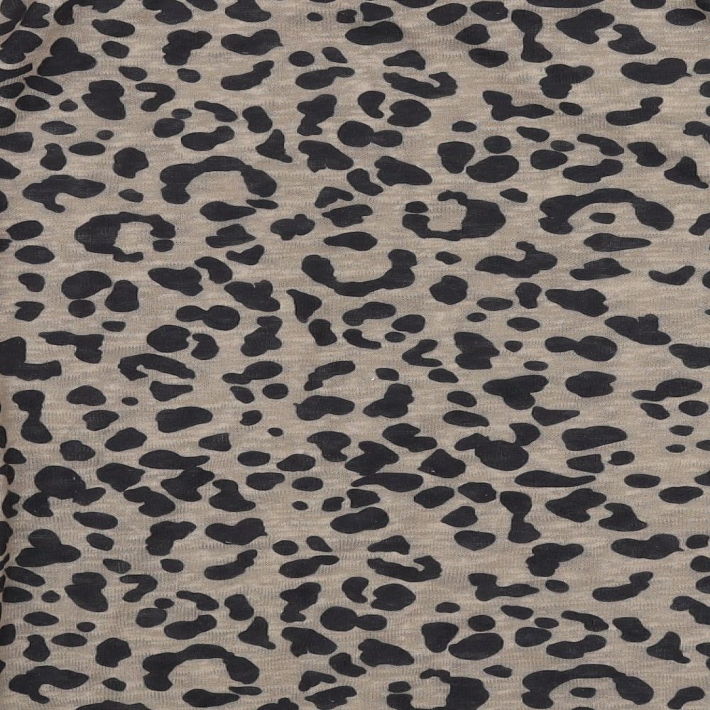 Peacocks Womens Beige Round Neck Animal Print Polyester Pullover Jumper Size 14