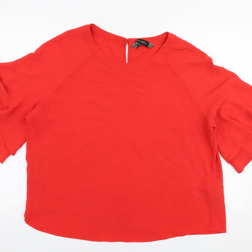 Principles Womens Red  Polyester Basic Blouse Size 16 Round Neck
