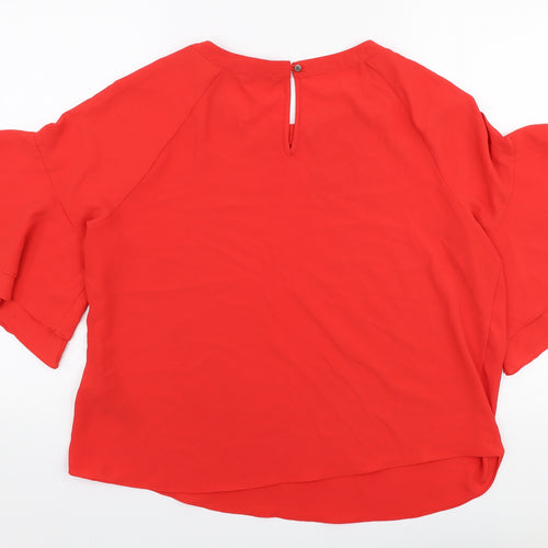 Principles Womens Red  Polyester Basic Blouse Size 16 Round Neck