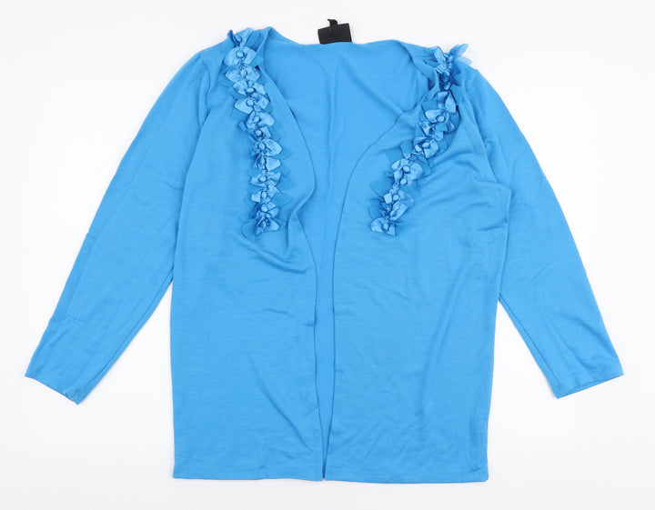 Studio Womens Blue V-Neck  Polyester Cardigan Jumper Size M