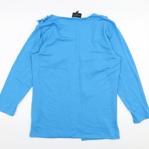 Studio Womens Blue V-Neck  Polyester Cardigan Jumper Size M