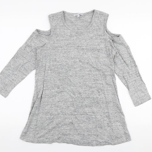 Christopher Fink Womens Grey Round Neck  Viscose Pullover Jumper Size S   - Cold shoulder