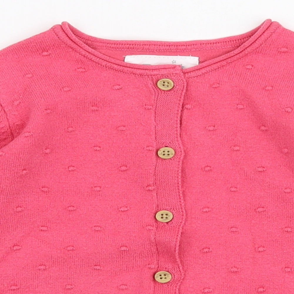 F&F Girls Pink  Cotton Cardigan Jumper Size 12-18 Months  Button