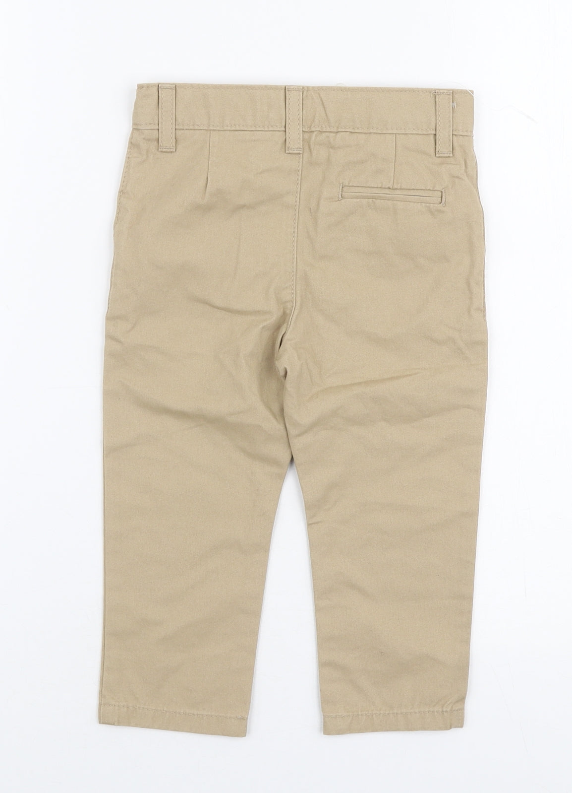 Marks and Spencer Boys Beige  100% Cotton Cargo Trousers Size 18-24 Months  Zip