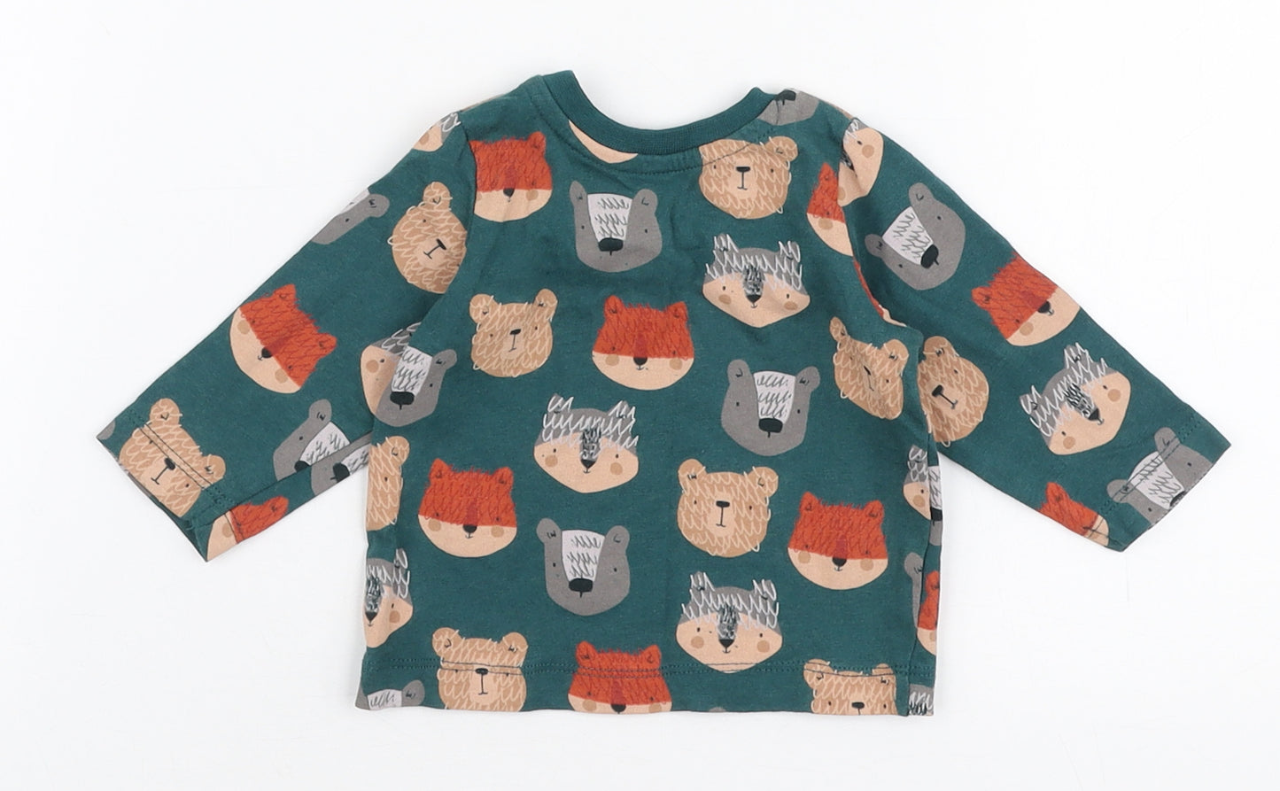 Matalan Boys Multicoloured  100% Cotton Jersey T-Shirt Size 0-3 Months Round Neck Snap - Bear