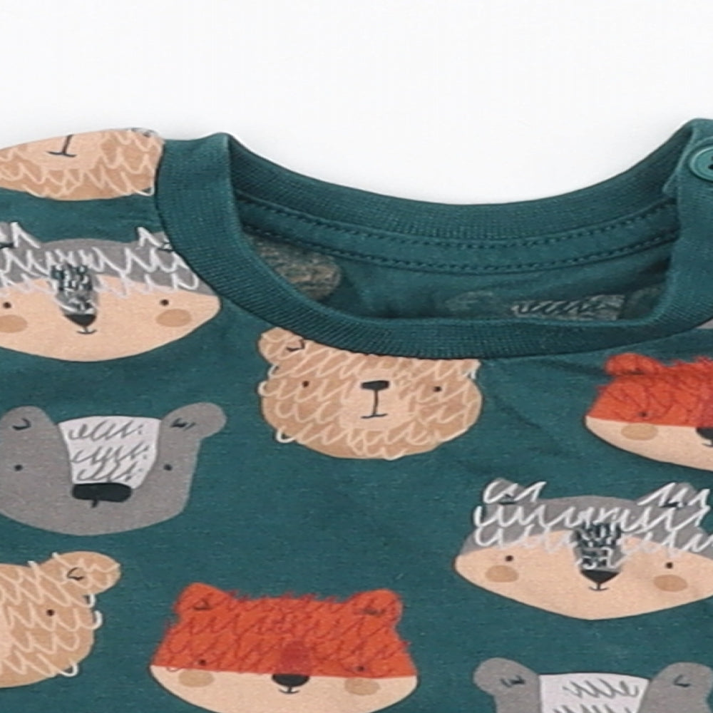 Matalan Boys Multicoloured  100% Cotton Jersey T-Shirt Size 0-3 Months Round Neck Snap - Bear