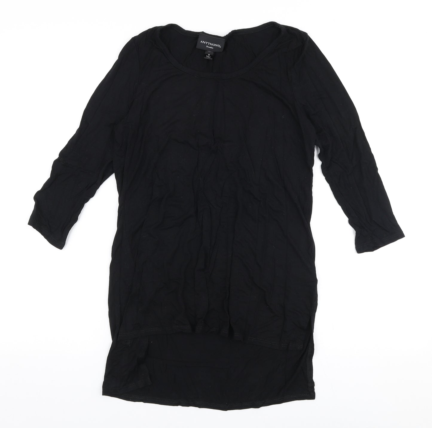 Anthony Studio Womens Black  Viscose Jersey Blouse Size S Round Neck