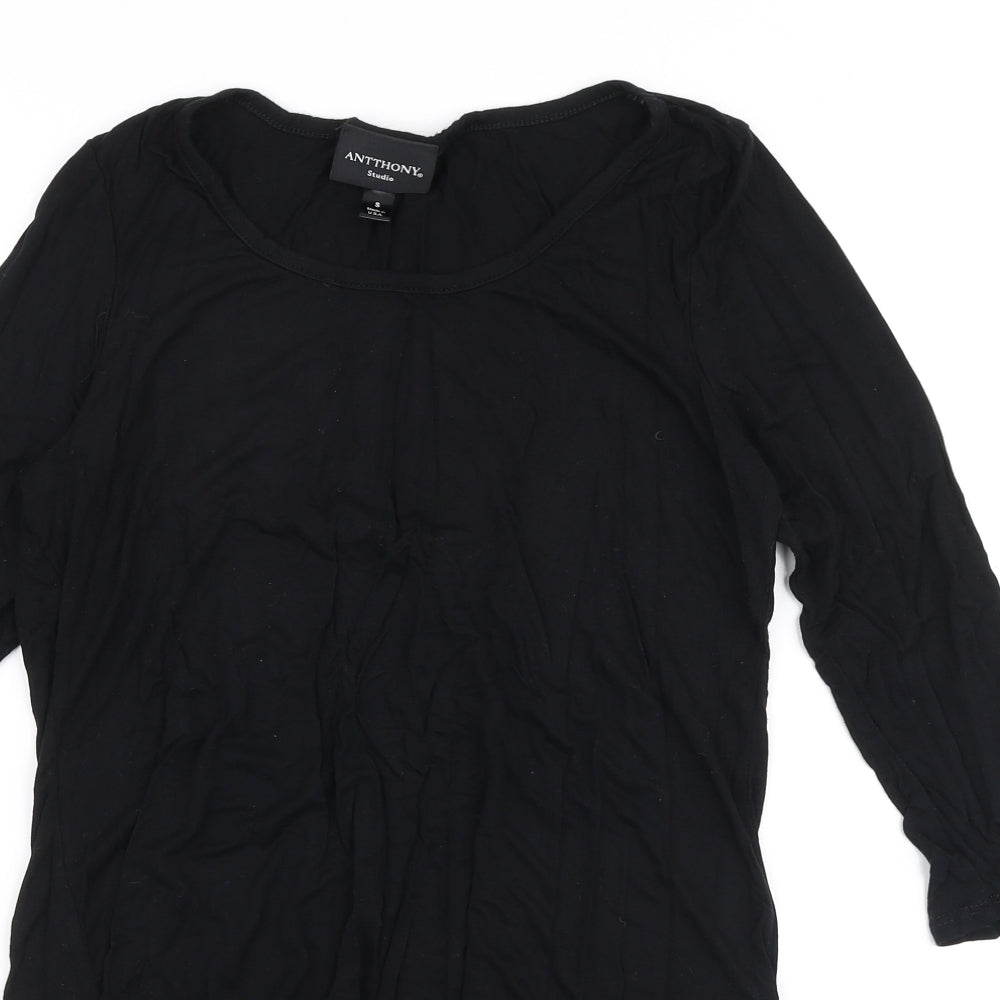 Anthony Studio Womens Black  Viscose Jersey Blouse Size S Round Neck