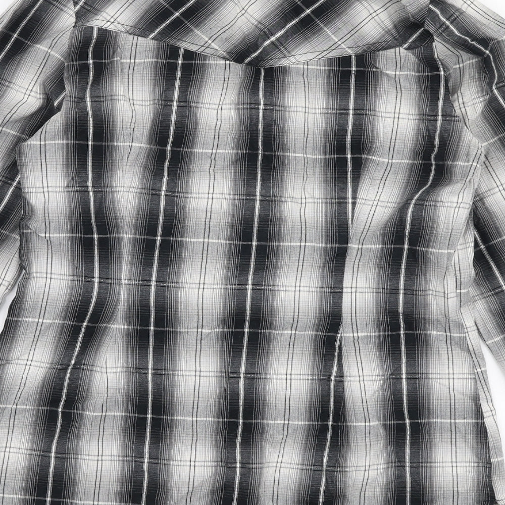 Bay Womens Multicoloured Plaid Cotton Jersey Button-Up Size 12 Collared