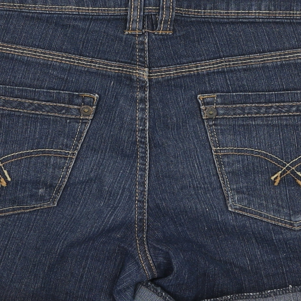 Yes Yes Womens Blue  Cotton Hot Pants Shorts Size 8 L4 in Regular Zip