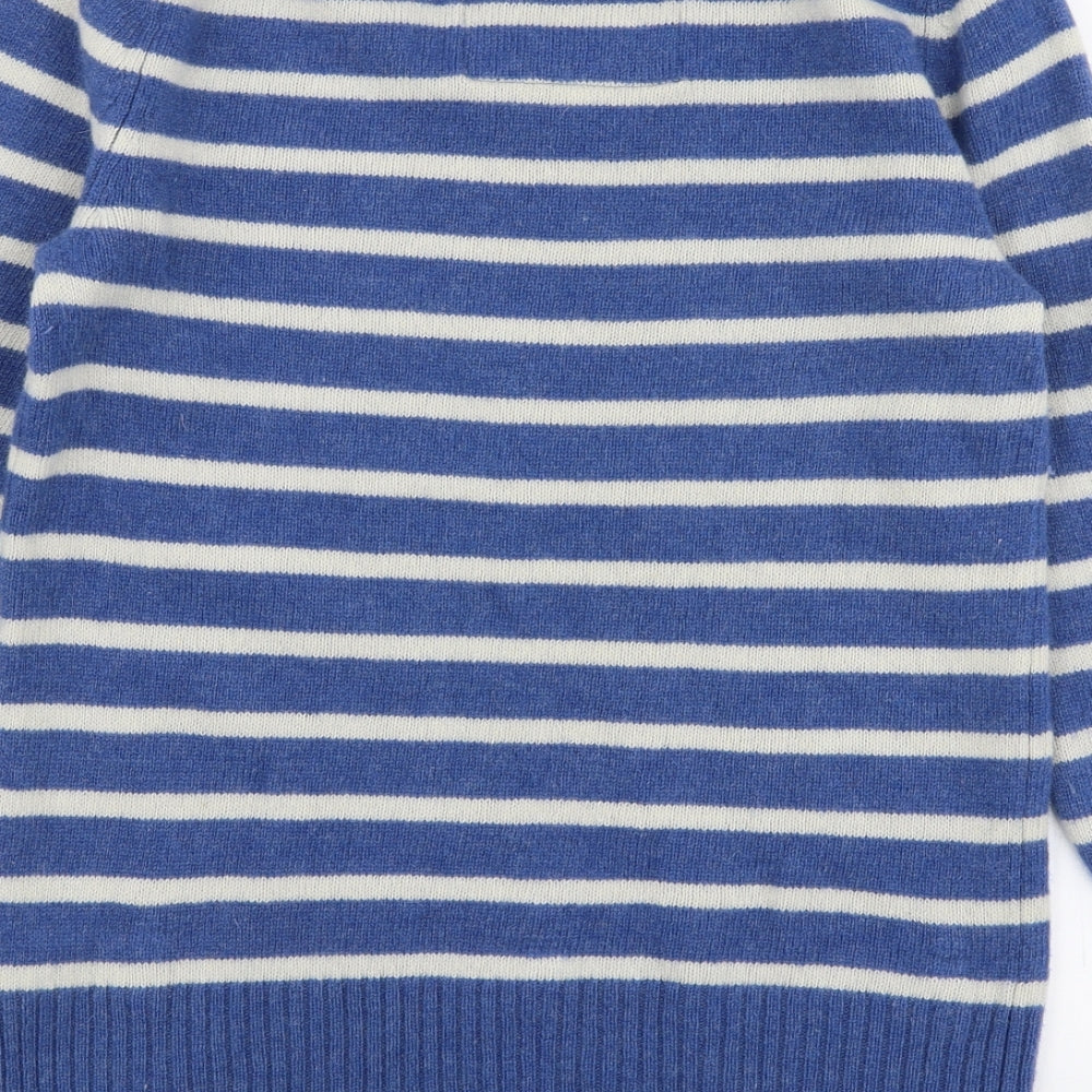 Superdry Womens Blue Round Neck Striped Wool Pullover Jumper Size L
