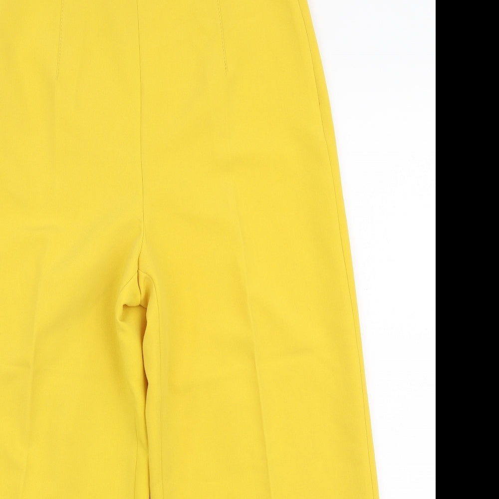 Zara Womens Yellow  Polyester Trousers  Size M L25 in Regular Zip