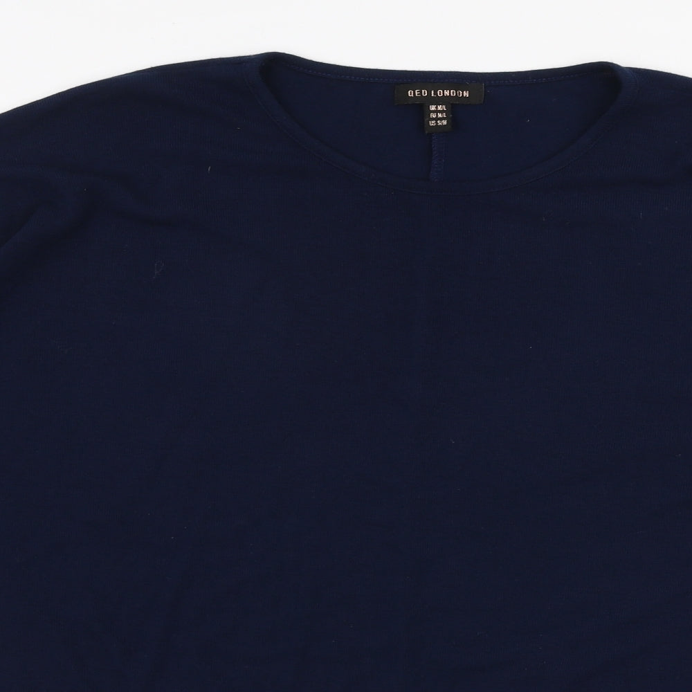 QED London Womens Blue Round Neck  Polyester Pullover Jumper Size M