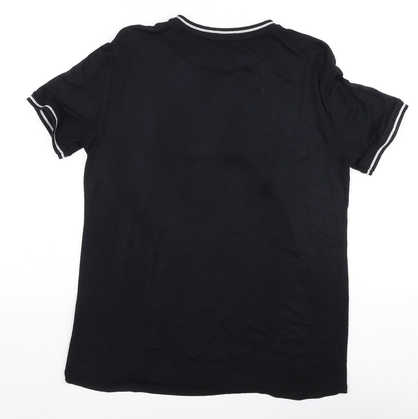GUESS Womens Black  Polyester Jersey T-Shirt Size S Round Neck
