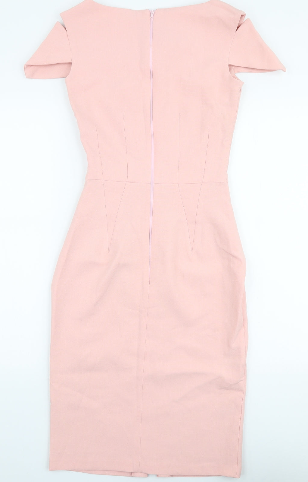 Hybrid Womens Pink  Polyester Pencil Dress  Size 10  V-Neck Zip