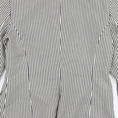 MNG Womens White Striped  Jacket Blazer Size 8  Button