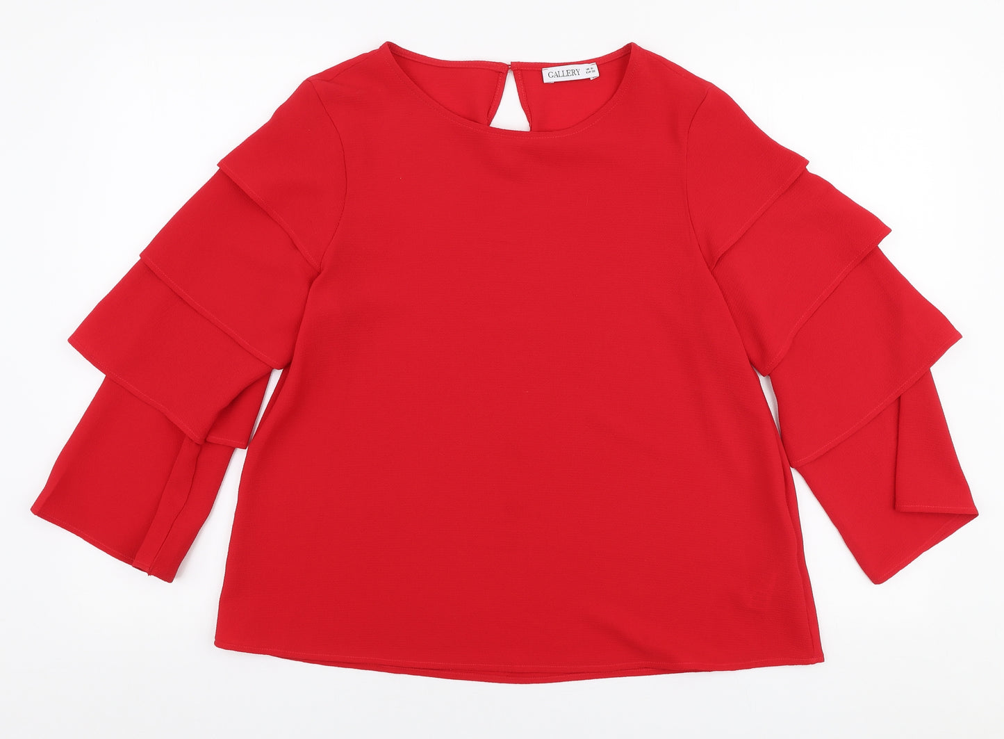 Gallery Womens Red  Polyester Basic Blouse Size 10 Round Neck