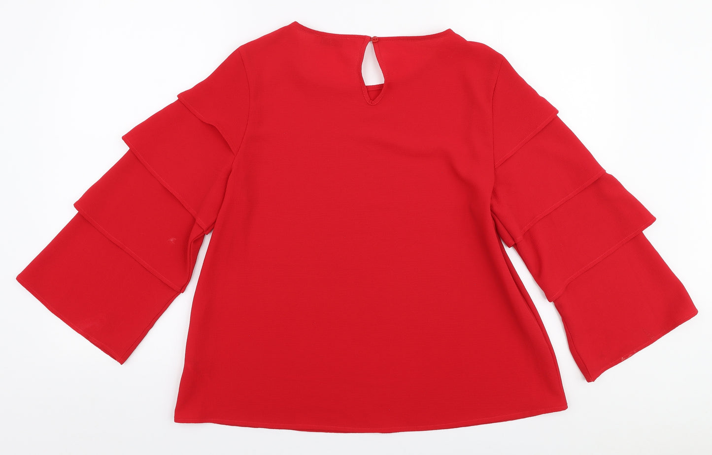 Gallery Womens Red  Polyester Basic Blouse Size 10 Round Neck