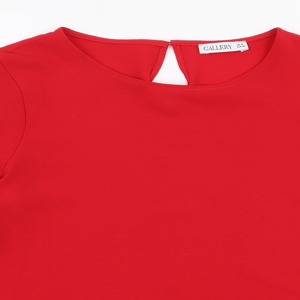 Gallery Womens Red  Polyester Basic Blouse Size 10 Round Neck