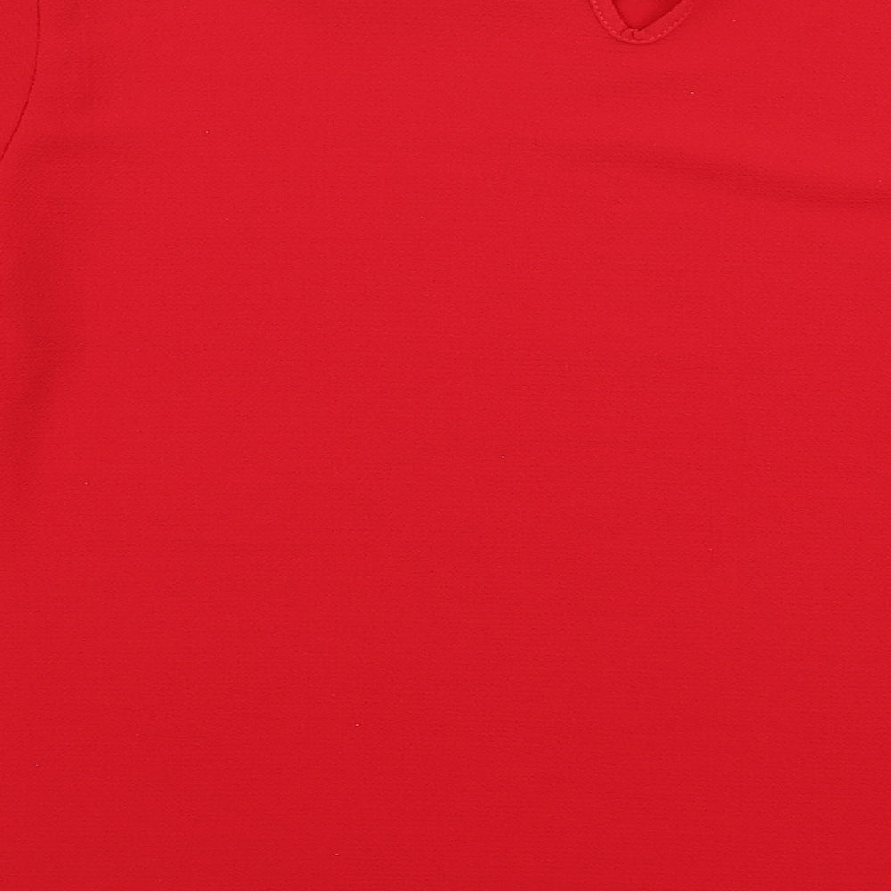 Gallery Womens Red  Polyester Basic Blouse Size 10 Round Neck