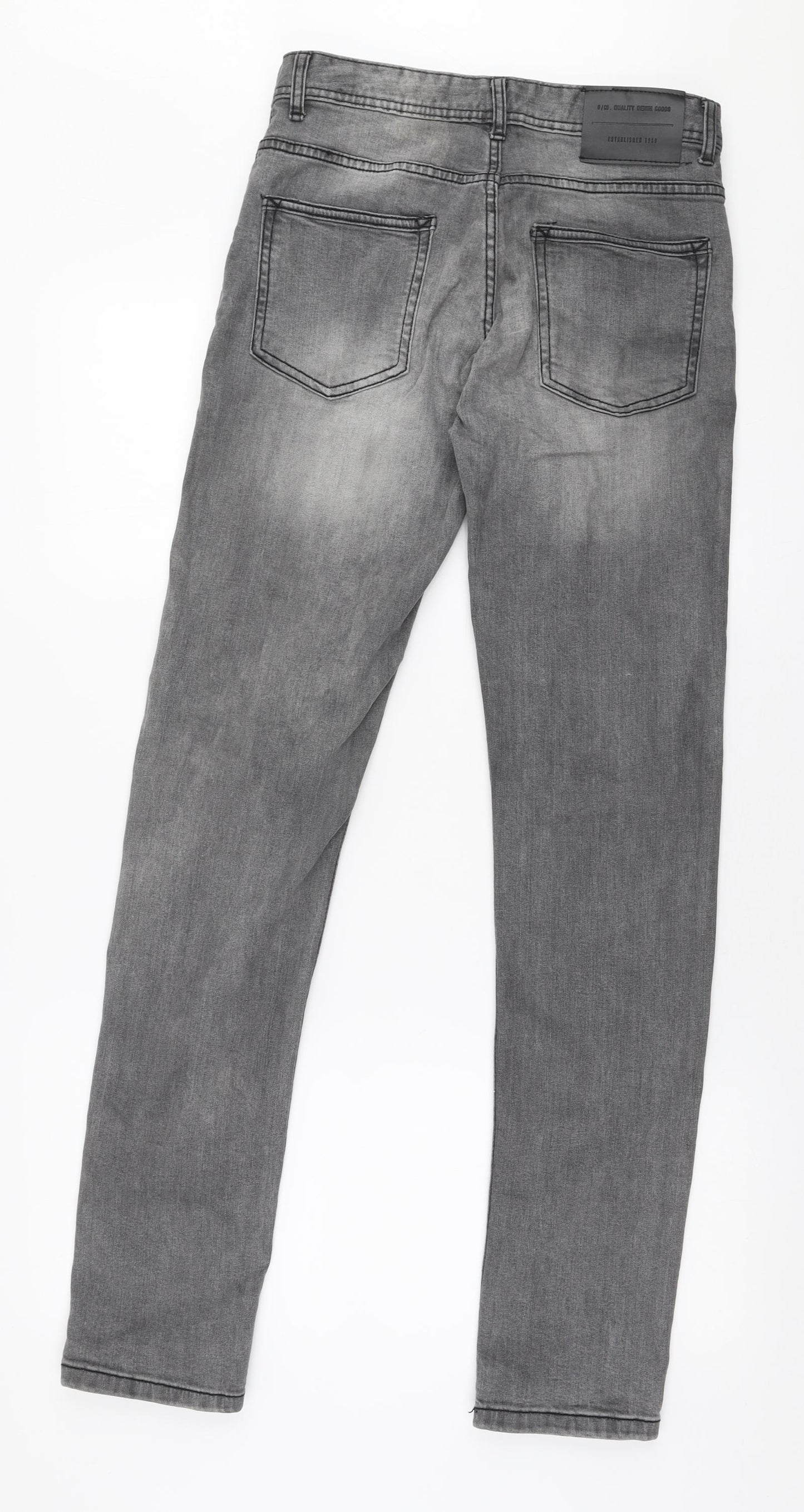 Denim co Mens Grey  Cotton Skinny Jeans Size 28 in L32 in Slim Button