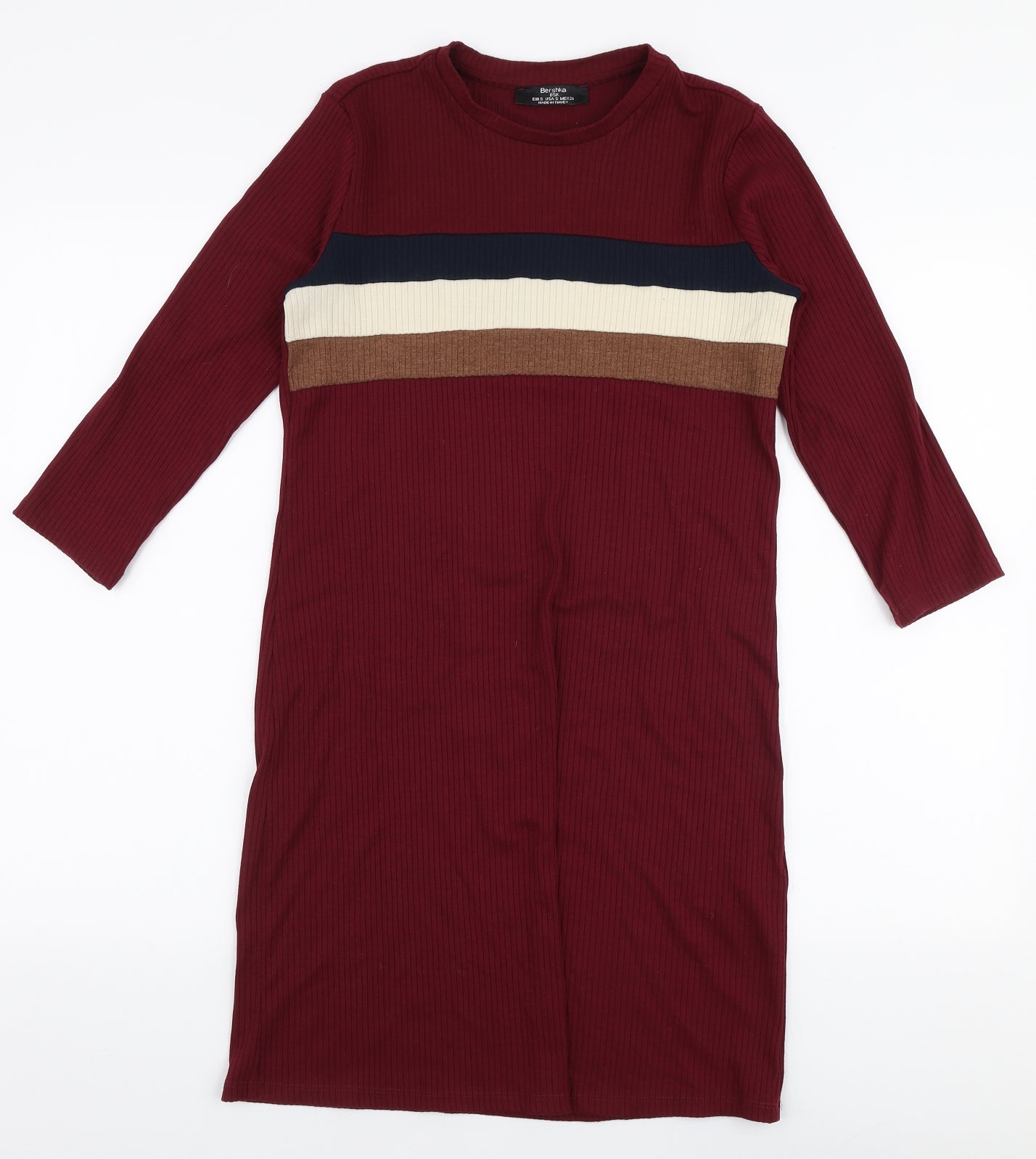 Bershka Womens Multicoloured  Polyester Jumper Dress  Size S  Round Neck Pullover