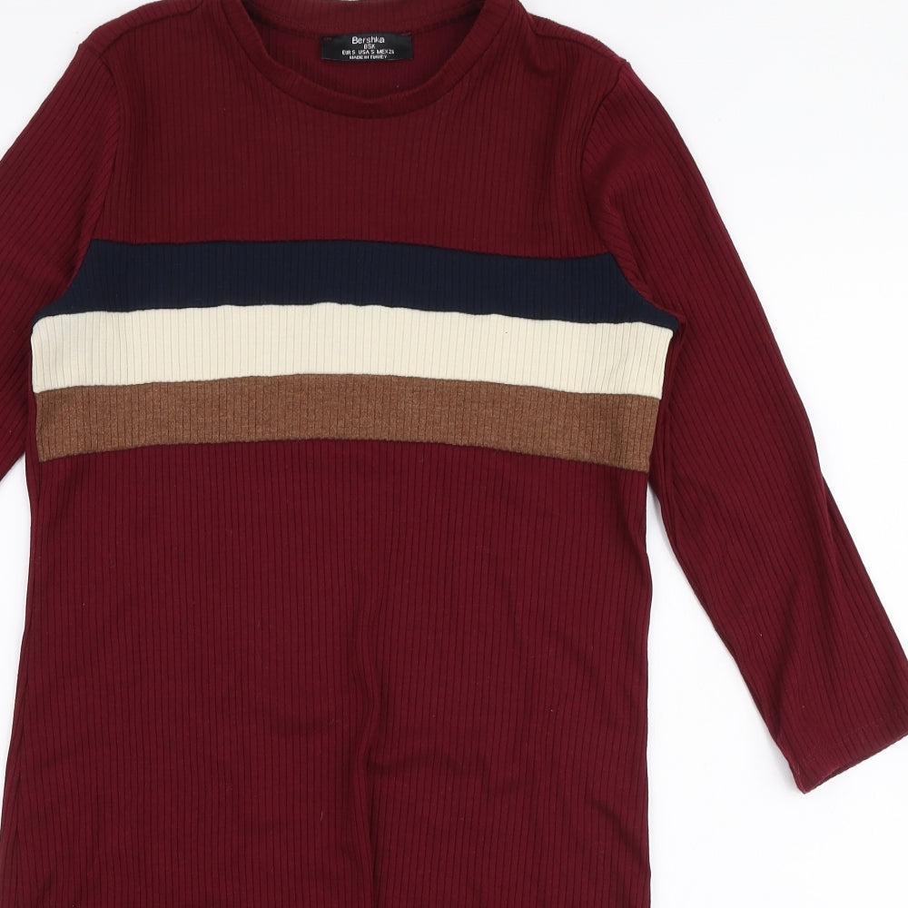 Bershka Womens Multicoloured  Polyester Jumper Dress  Size S  Round Neck Pullover