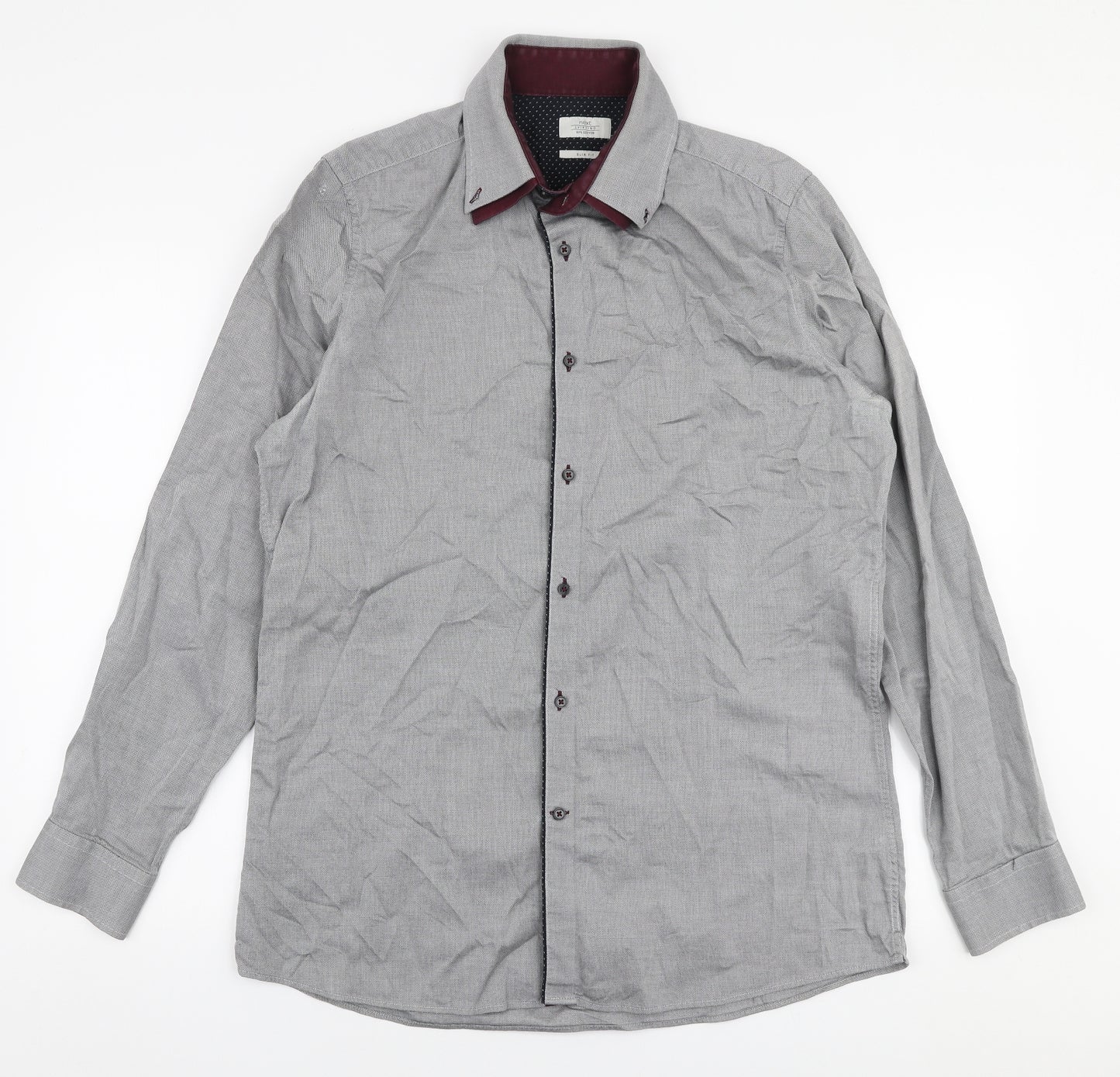 NEXT Mens Grey  Cotton  Dress Shirt Size 16.5 Collared Button