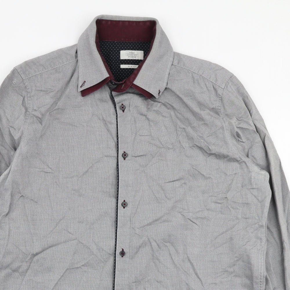 NEXT Mens Grey  Cotton  Dress Shirt Size 16.5 Collared Button