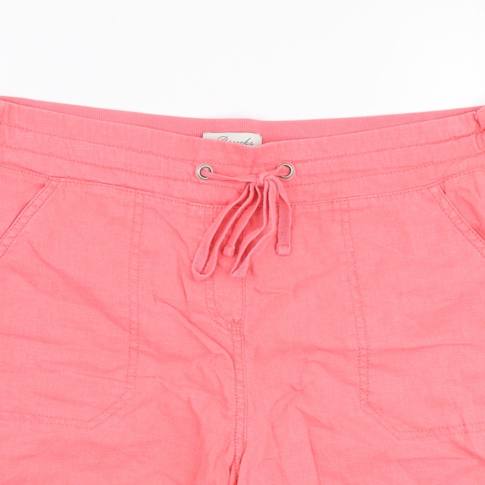 Peacocks Womens Pink  Linen  Shorts Size 14 L8 in Regular Drawstring