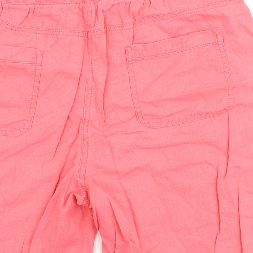 Peacocks Womens Pink  Linen  Shorts Size 14 L8 in Regular Drawstring