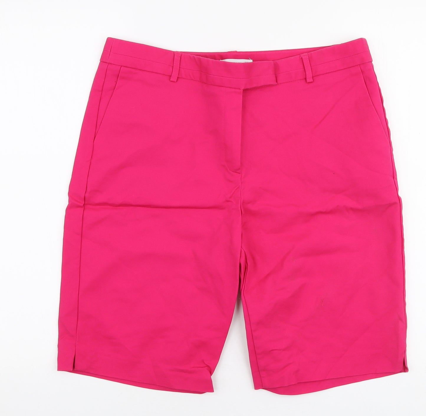 Gallery Womens Pink  Cotton Chino Shorts Size 14 L10 in Regular Zip