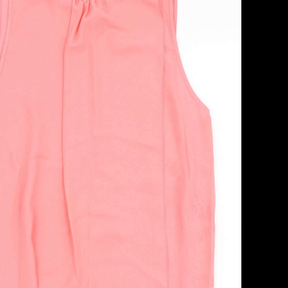 Wallis Womens Pink  Polyester Basic Blouse Size M Round Neck