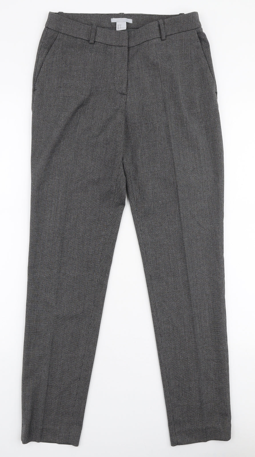 H&M Womens Grey  Polyester Trousers  Size 6 L29 in Slim Zip