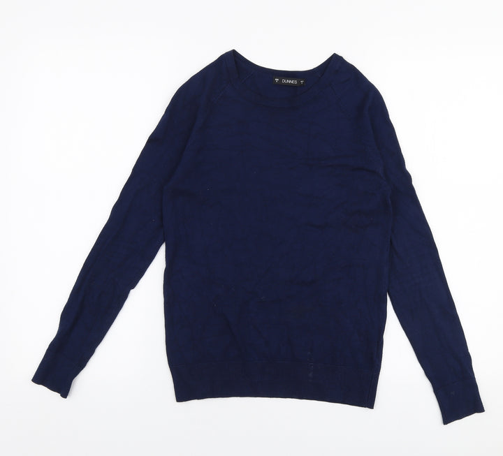 Dunnes Stores Womens Blue Round Neck  Viscose Pullover Jumper Size S