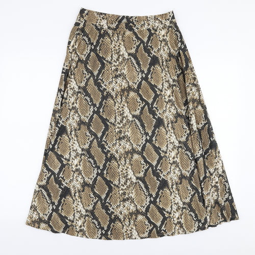 F&F Womens Multicoloured Animal Print Polyester Pleated Skirt Size 8