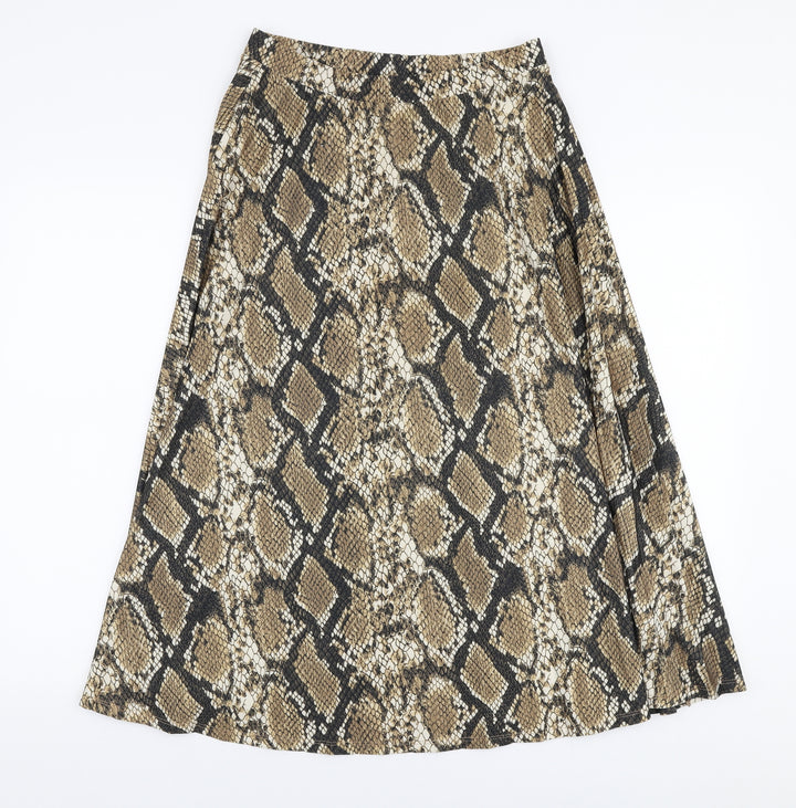 F&F Womens Multicoloured Animal Print Polyester Pleated Skirt Size 8