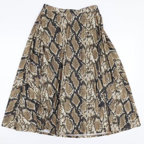 F&F Womens Multicoloured Animal Print Polyester Pleated Skirt Size 8