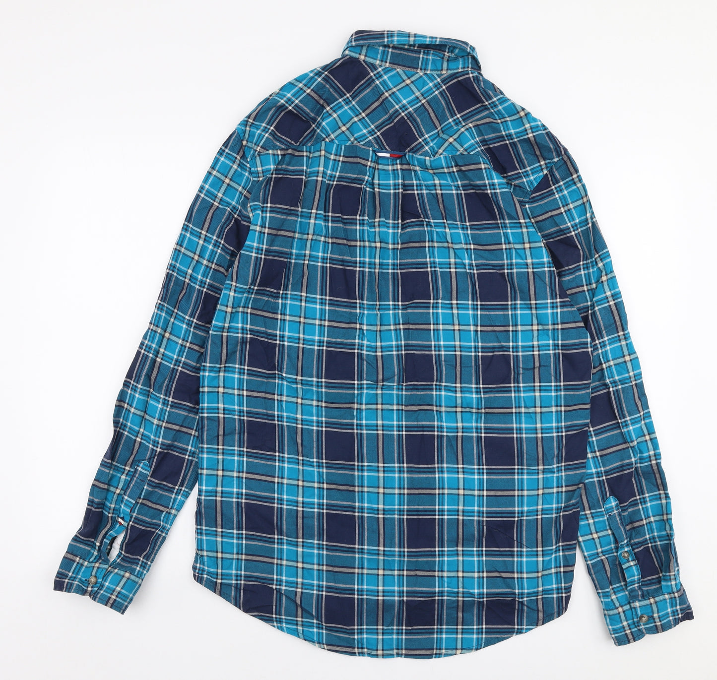 Tommy Hilfiger Mens Multicoloured Plaid Cotton  Button-Up Size M Collared Button