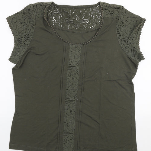 Preworn Womens Green  Polyester Jersey T-Shirt Size M Round Neck