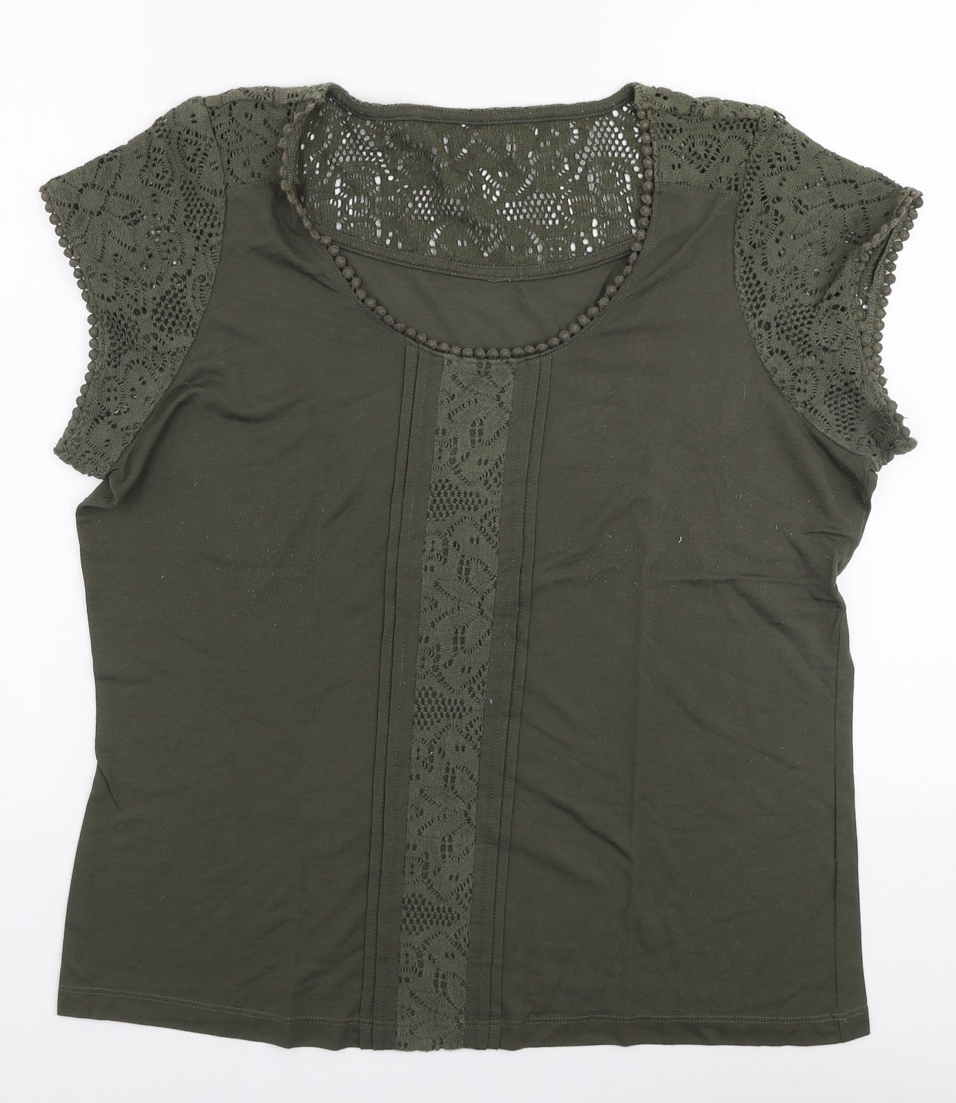 Preworn Womens Green  Polyester Jersey T-Shirt Size M Round Neck