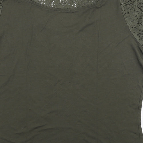 Preworn Womens Green  Polyester Jersey T-Shirt Size M Round Neck