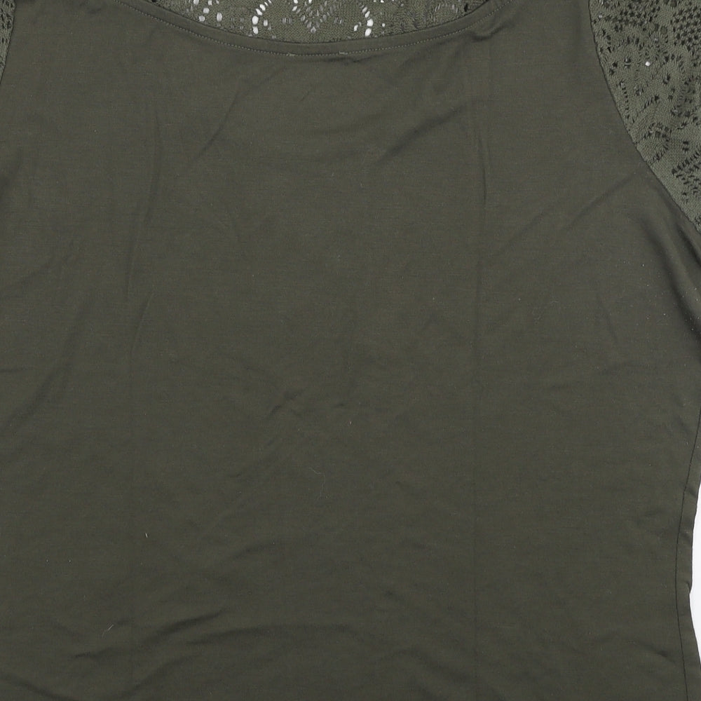 Preworn Womens Green  Polyester Jersey T-Shirt Size M Round Neck