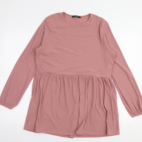 George Womens Pink  Polyester Basic Blouse Size 16 Round Neck