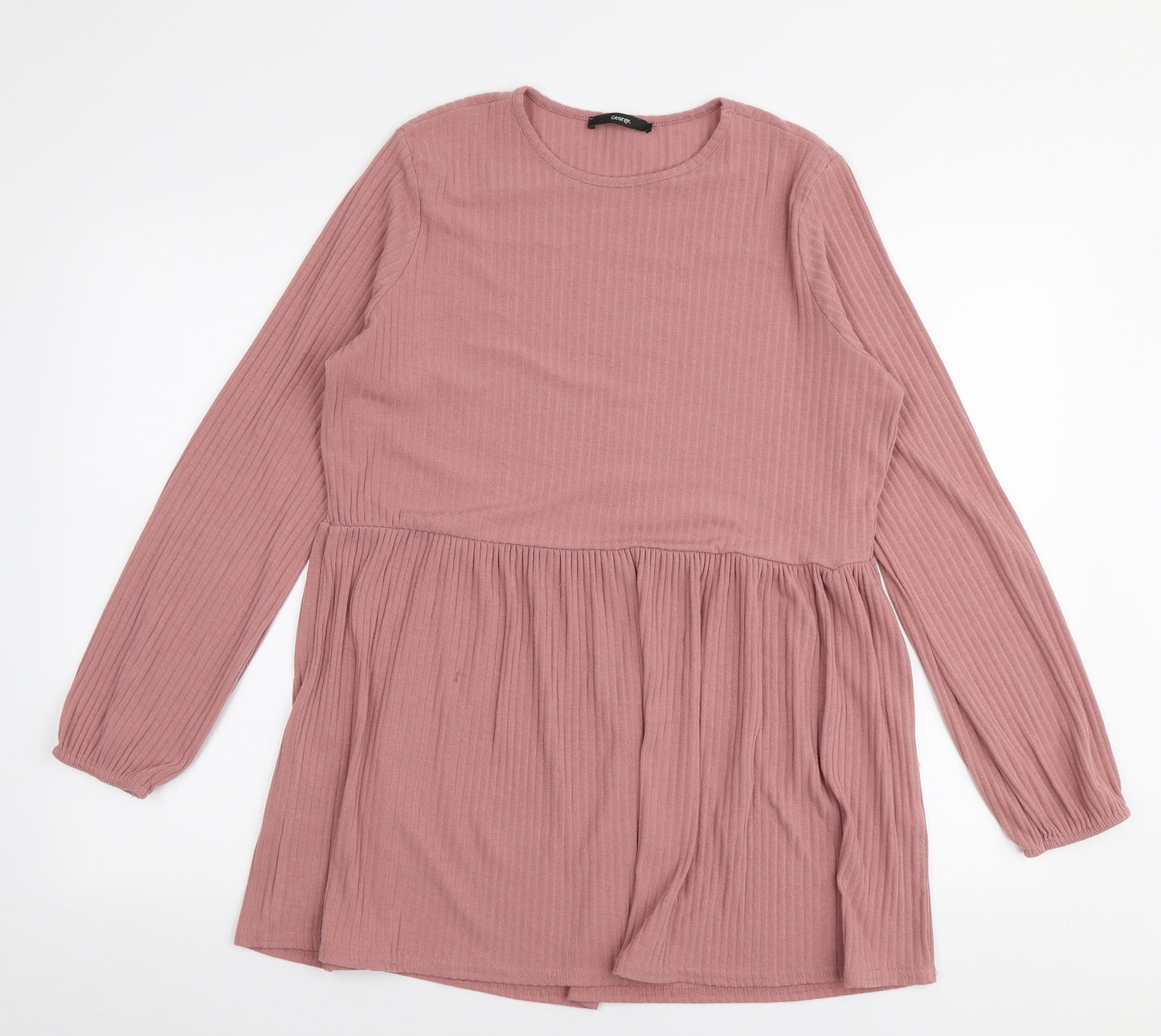 George Womens Pink  Polyester Basic Blouse Size 16 Round Neck