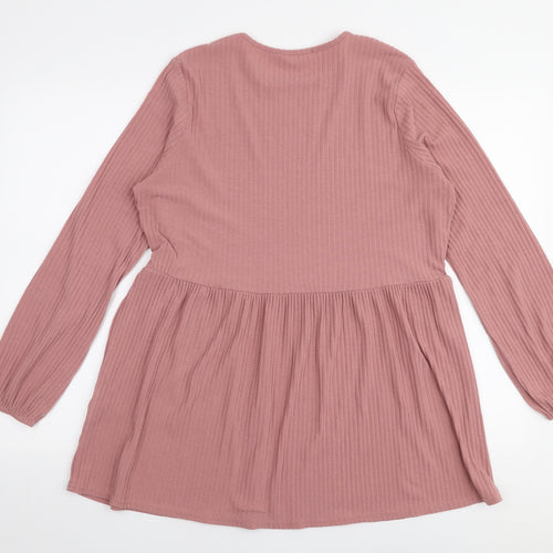 George Womens Pink  Polyester Basic Blouse Size 16 Round Neck