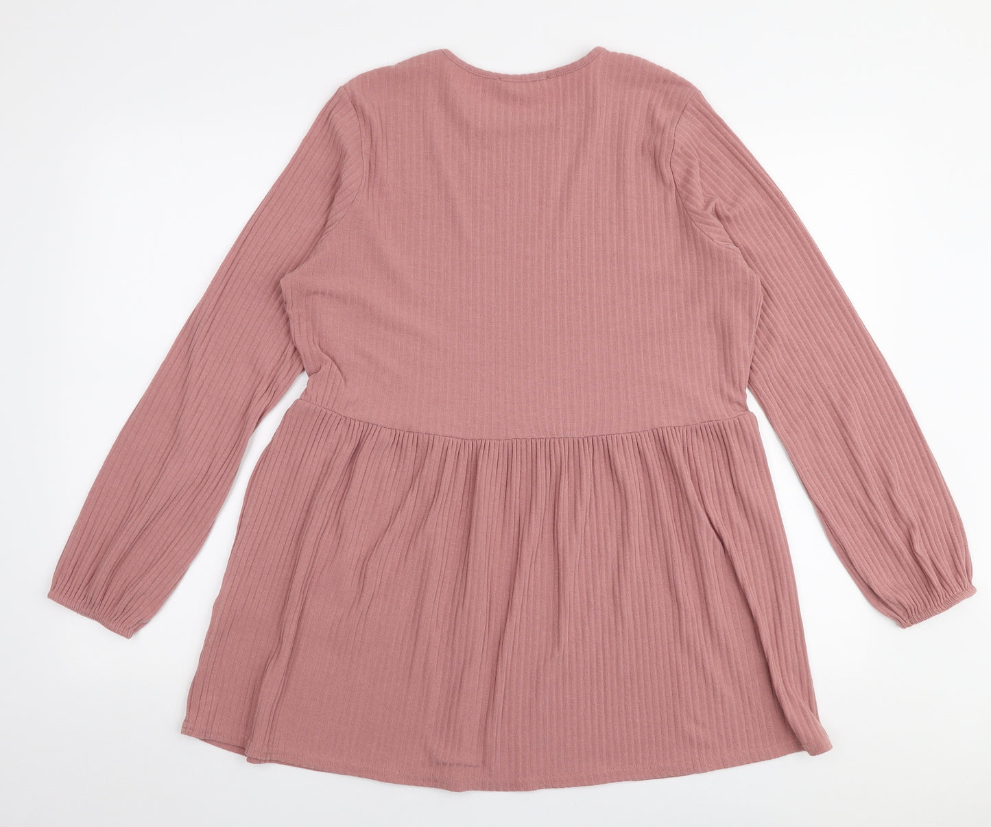 George Womens Pink  Polyester Basic Blouse Size 16 Round Neck